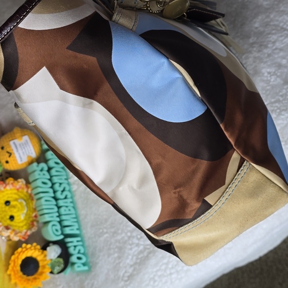 Coach Hamptons OP ART Scarf Print, Suede And Leather Tote C06M - 10116 Vintage - Picture 7 of 17